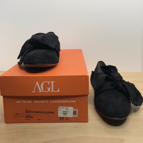 Attilio Giusti Leombruni Black Loafers with Bow - Picture 4 of 5